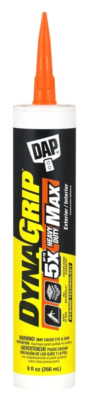 DAP DYNAGRIP 27511 Construction Adhesive, White, 9 oz Cartridge :EA: QUANTITY: 1