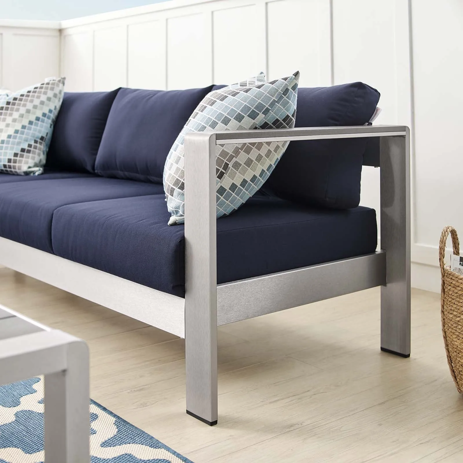 Shore Sunbrella Fabric Aluminum Outdoor Patio Sofa